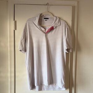 Peter Millar White and Pink Striped Polo Shirt
